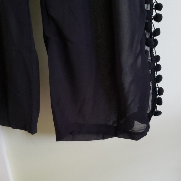 Black Pom Pom Split Beach Trouser - Picture 5 of 7